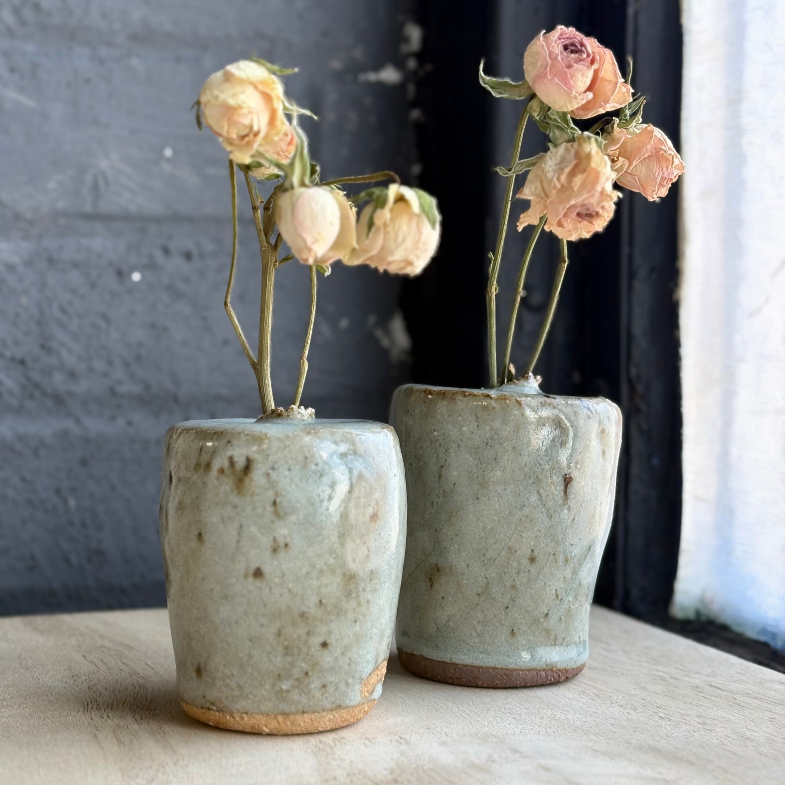 Andy Vlock Nerikomi Bud Vase with Dolomite Glaze – Hashi Pottery