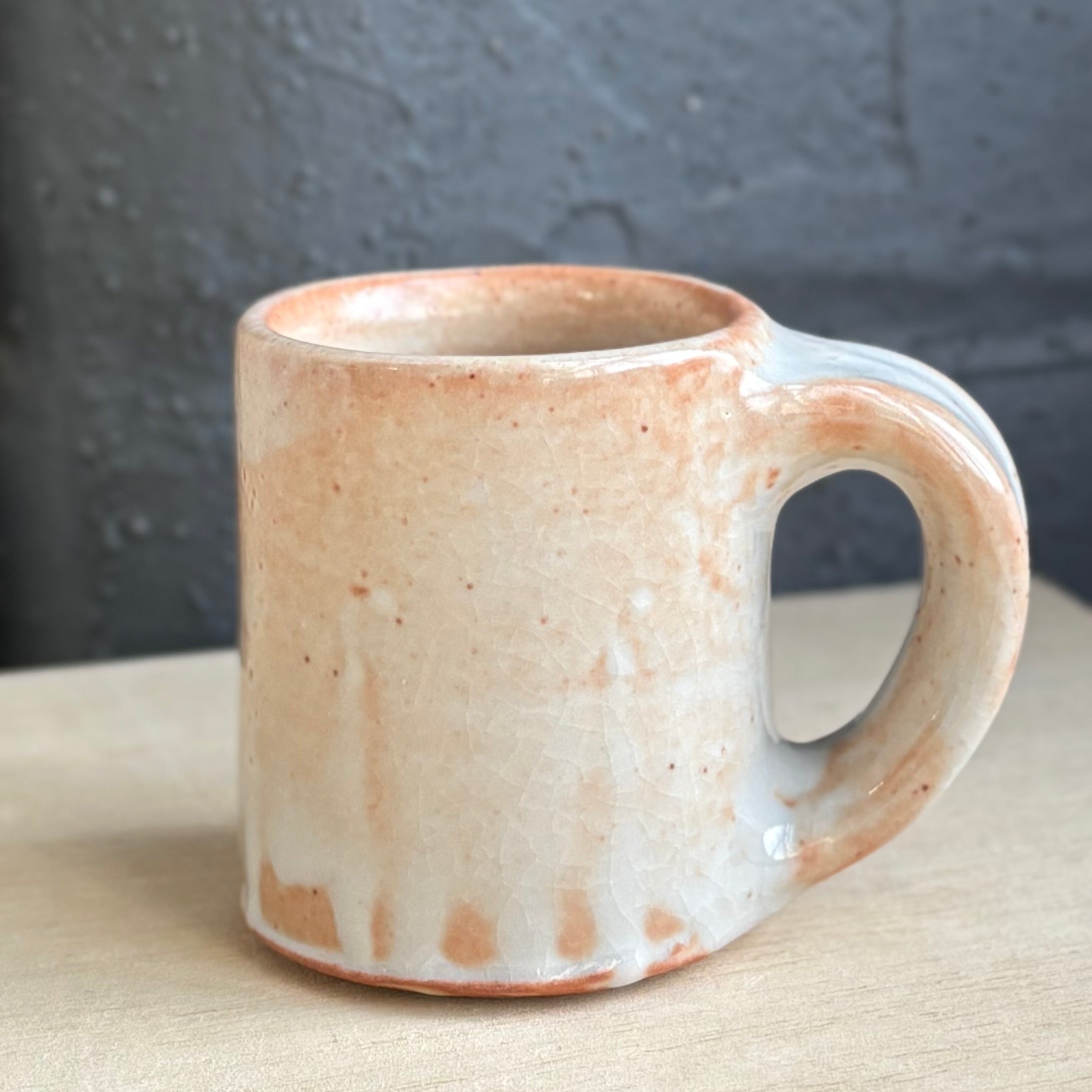 Josh Kopin Moon Dust Espresso Cup – White Shino Glaze – Hashi Pottery